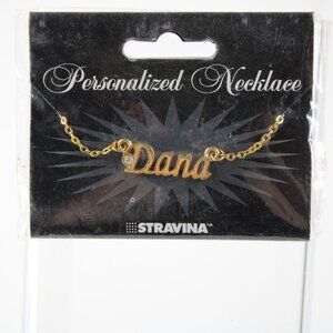 DANA Name Goldtone Rhinestone Accent 14.5" W 4.5" Multi Ring Ext Necklace